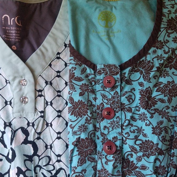 Scrub tops Medium womens blue bundle - Picture 1 of 8